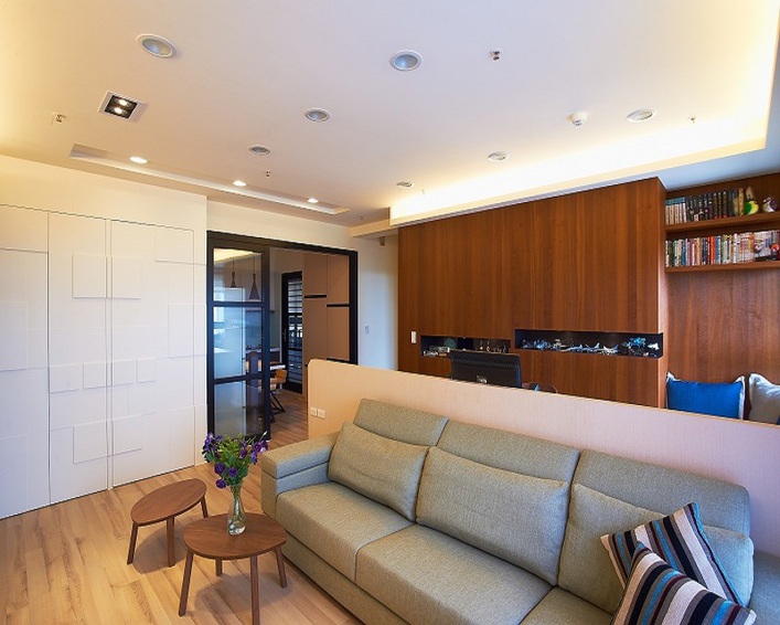 室內裝潢圖片，客廳 無毒環保   現代木質光影宅
