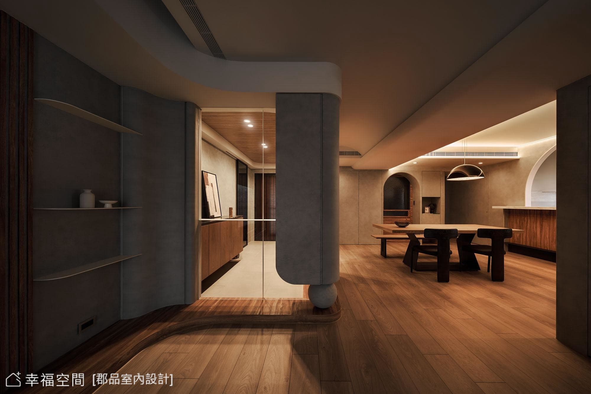 現代風餐廚弧形設計