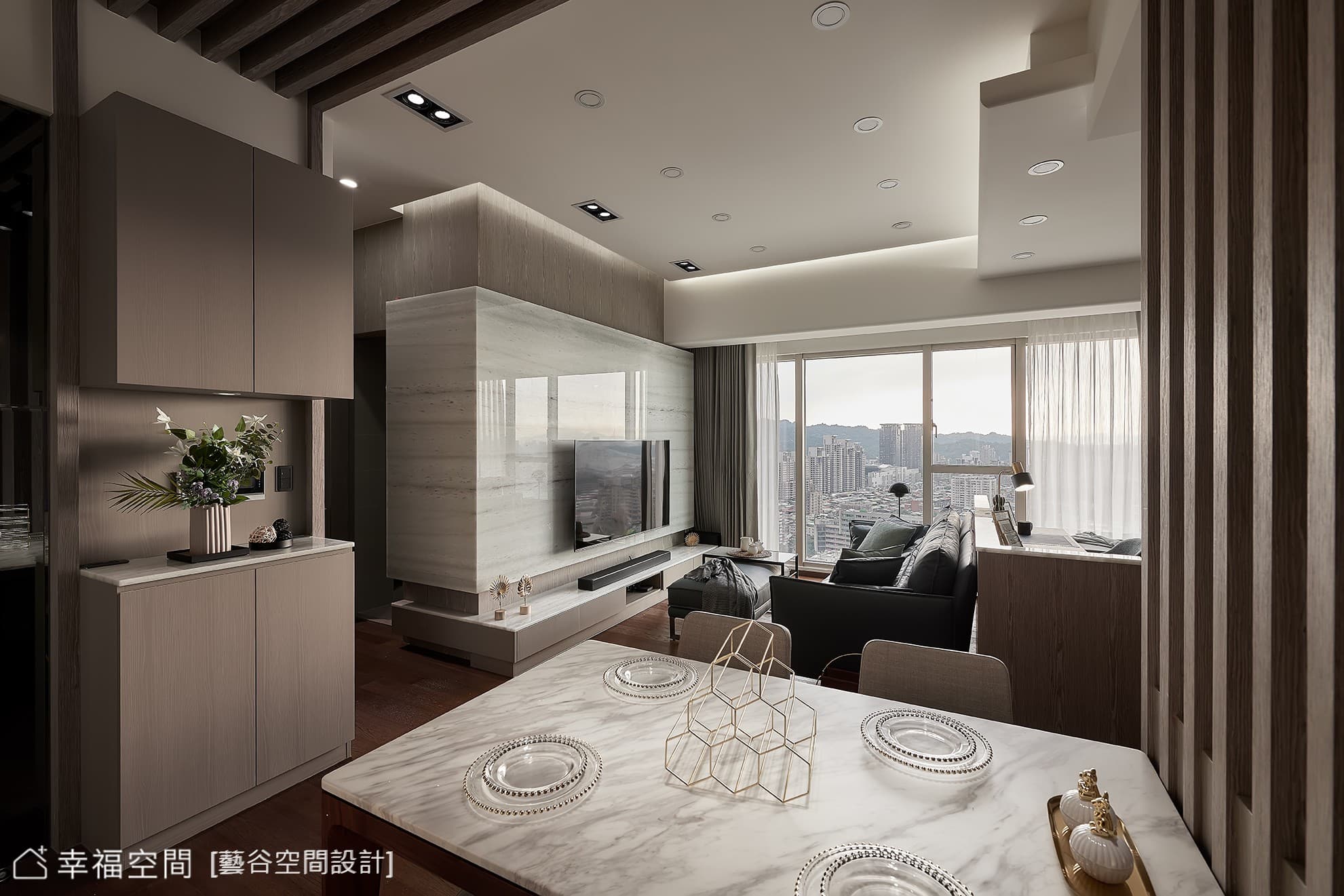 現代風客廳石材電視牆