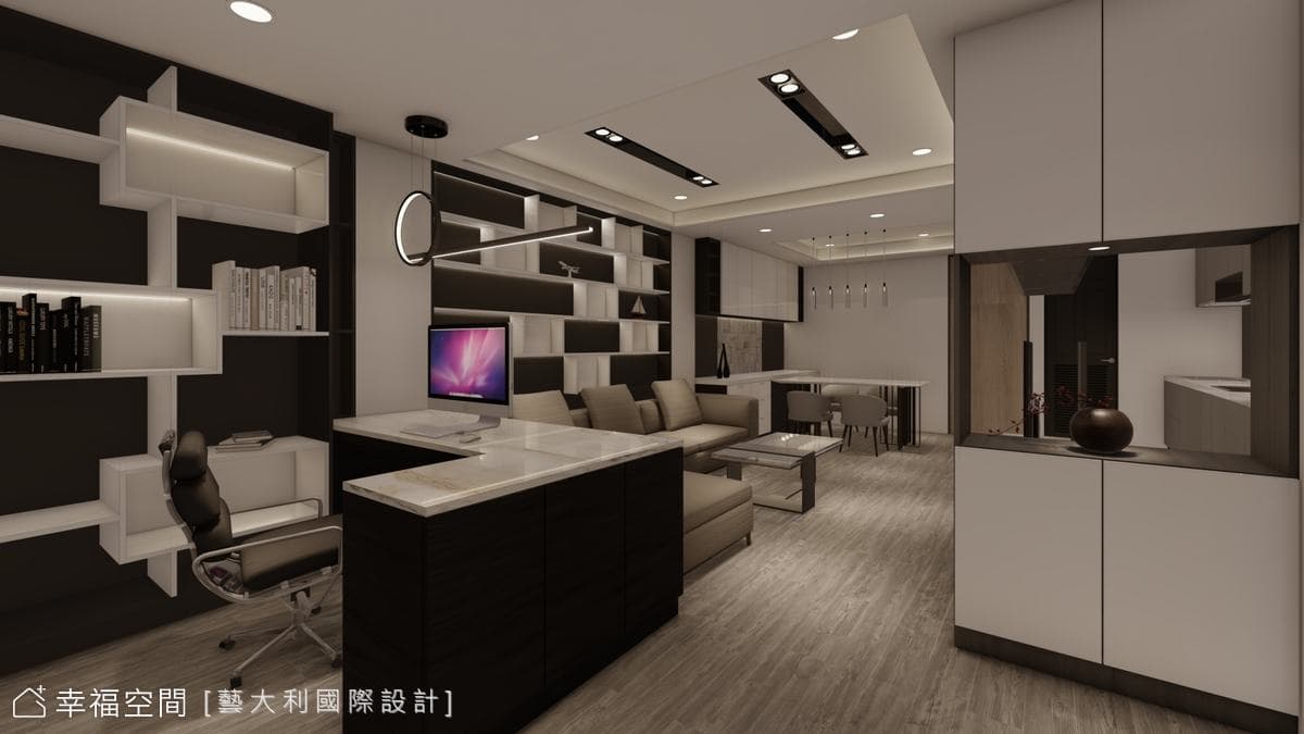 50年老屋翻新 黑白色調砌築現代輕奢美宅│現代風│24坪
